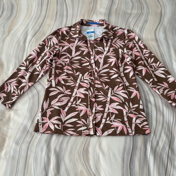 NEW! J. McLaughlin Cornelia Top 3/4 Sleeve Brown & Pink Bamboo Grove XS - $178 - Picture 11 of 11